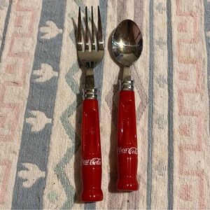 Vintage Coca-Cola Contour Bottle Handle Fork & Spoon Gibson Stainless